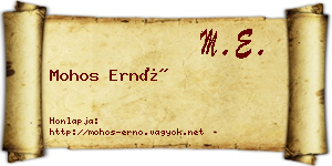 Mohos Ernő névjegykártya